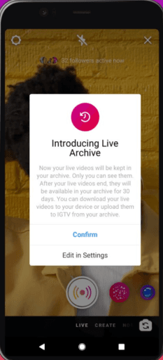 interface live instagram