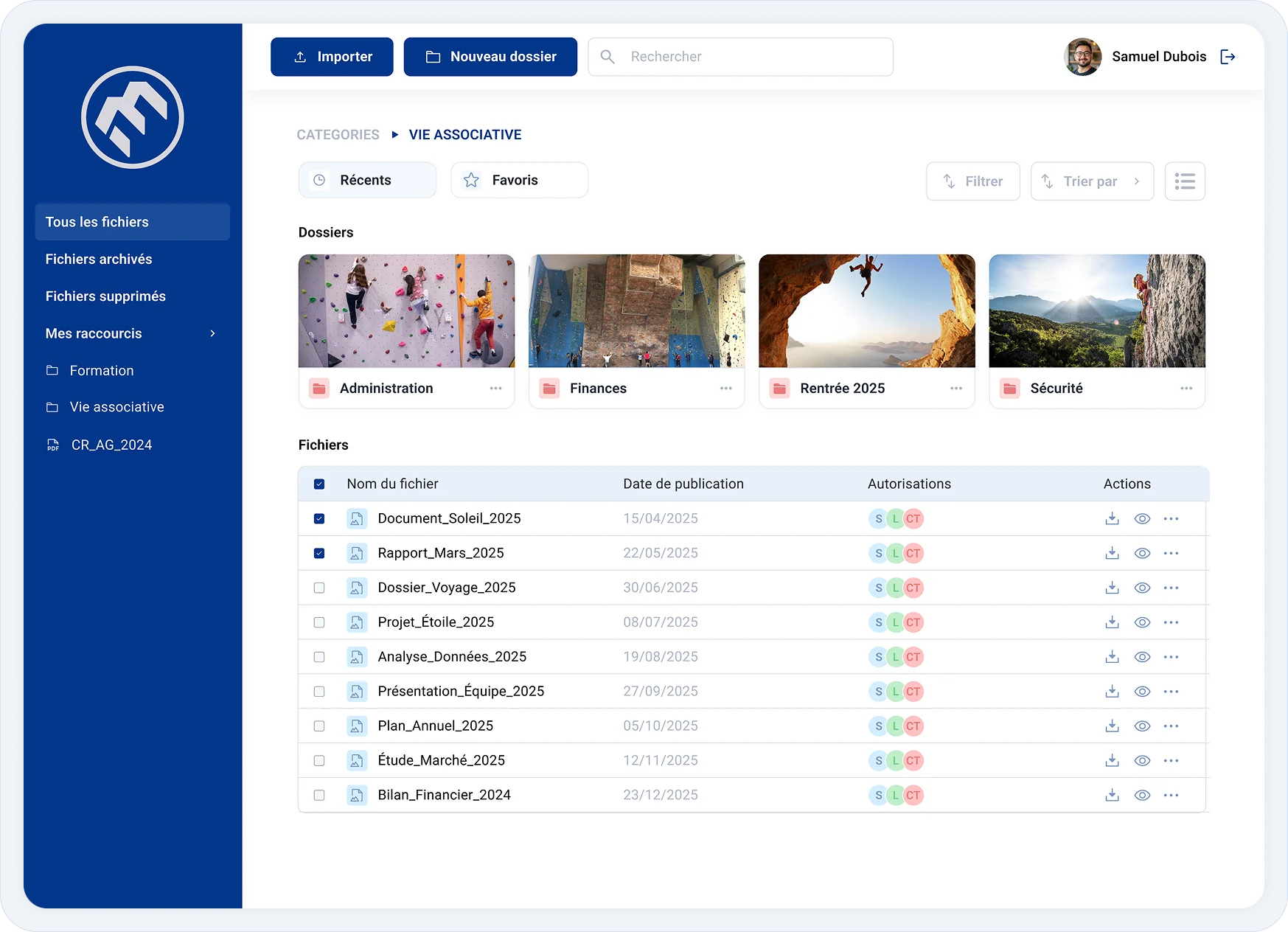 Capture de la plateforme MyFFME, un intranet collaboratif pour 1000+ structures