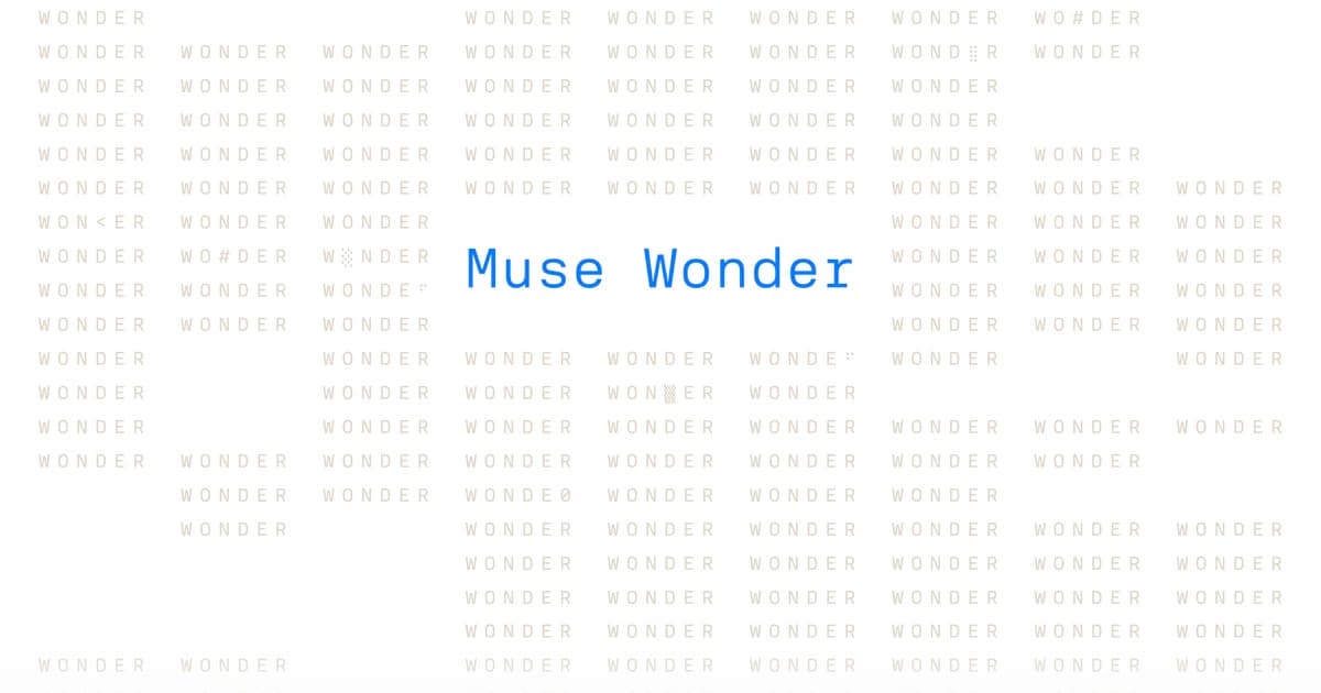 Illustration officielle de Meta présentant le nom Muse Wonder sur un motif graphique. Source : Meta AI Research