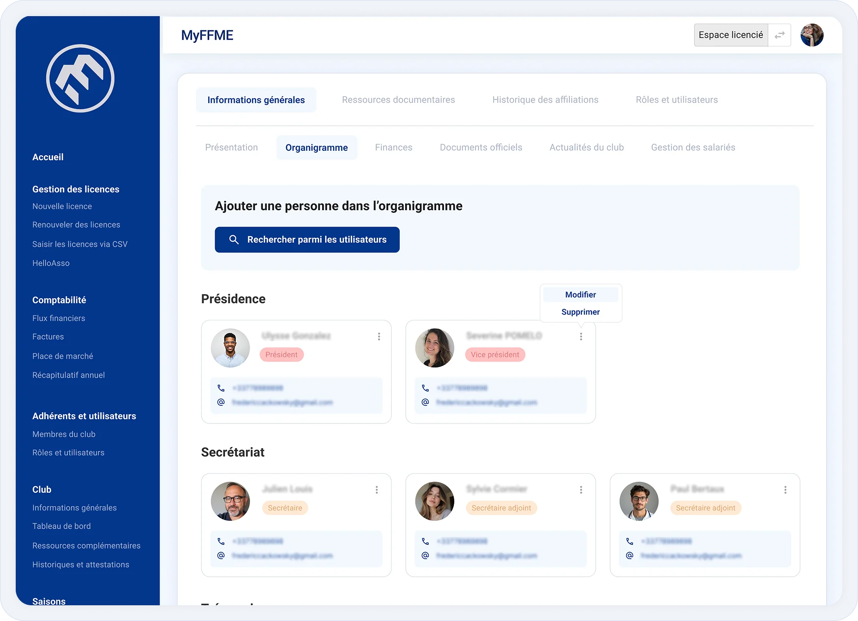 Capture de la plateforme MyFFME, gouvernance transparente et accessible