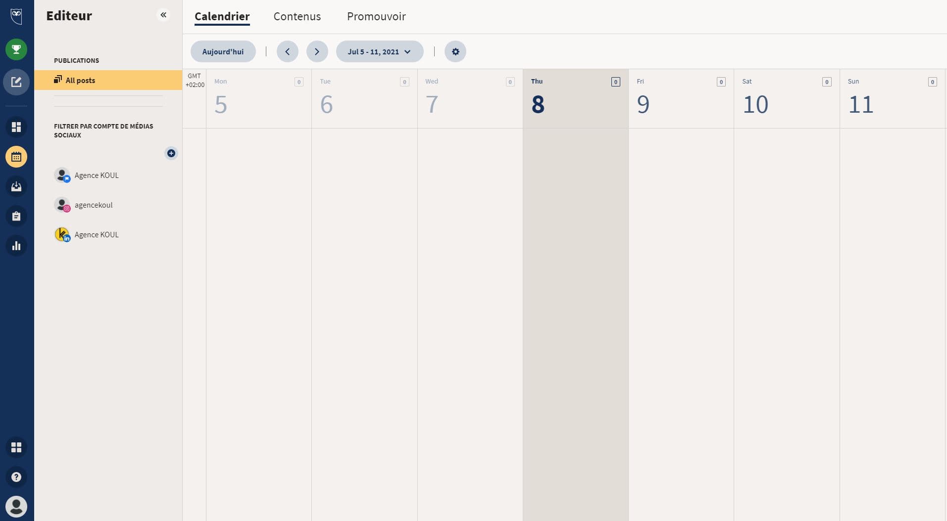 calendrier éditorial hootsuite